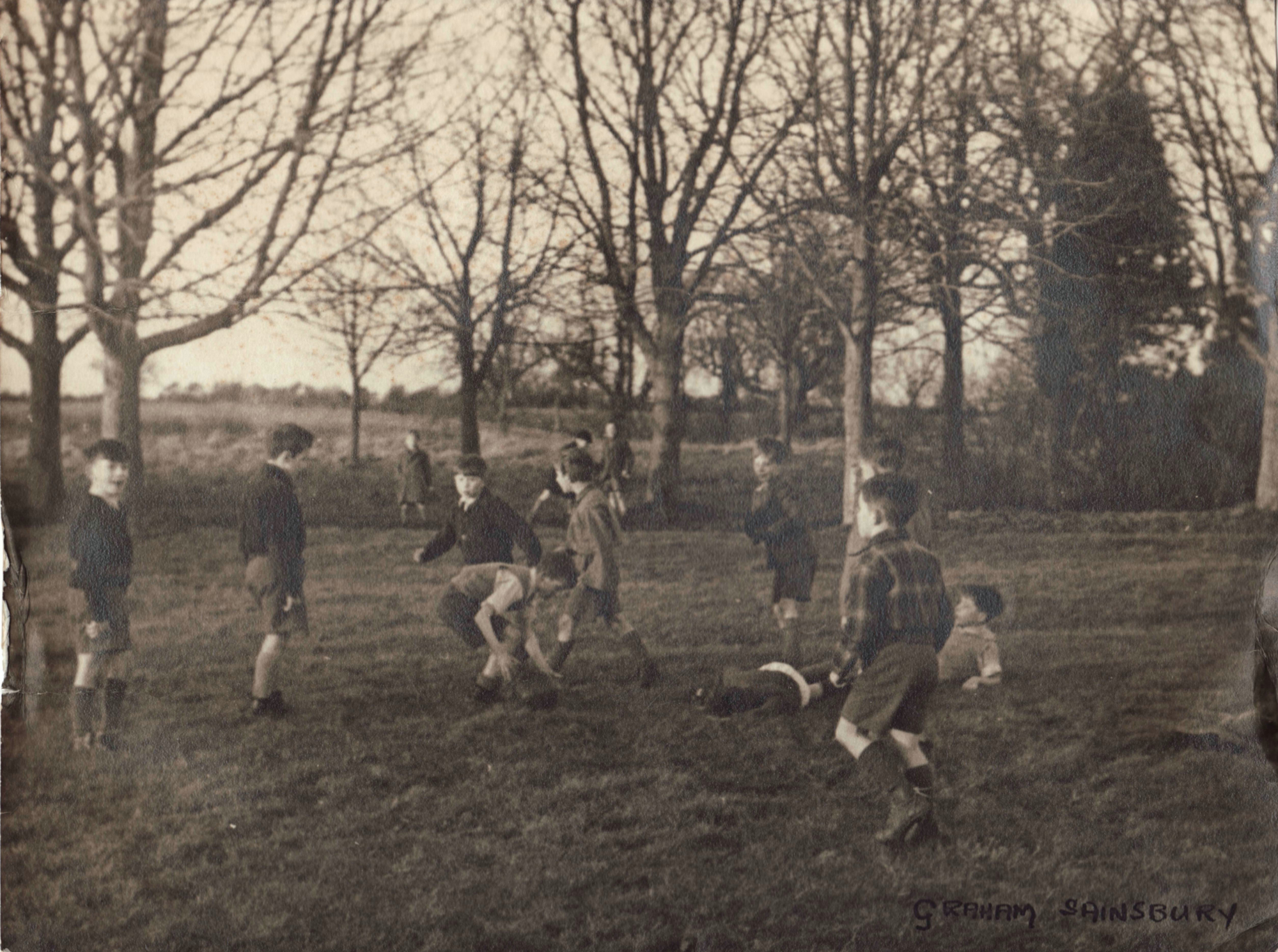 Class playing football in the Recreation Ground