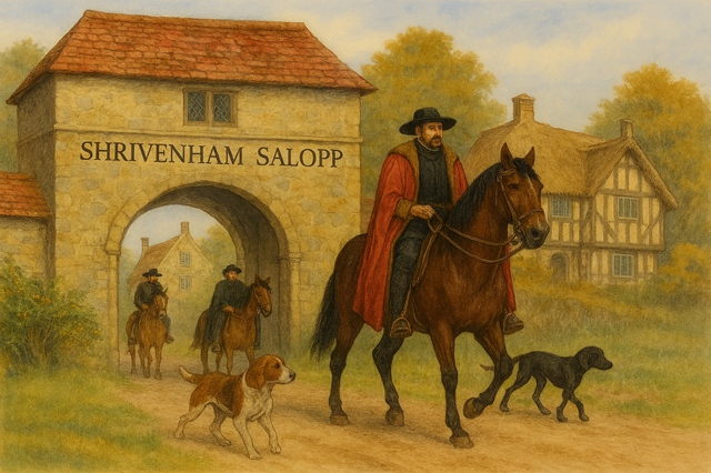 An AI generated image of the Lord of the Manor leaving his Manor House