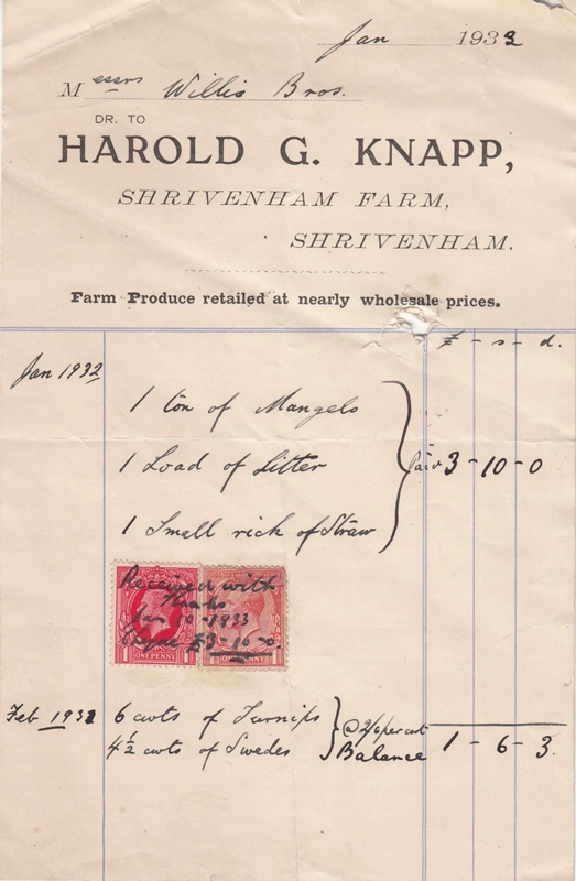 One of Harold Knapp's invoices for goods