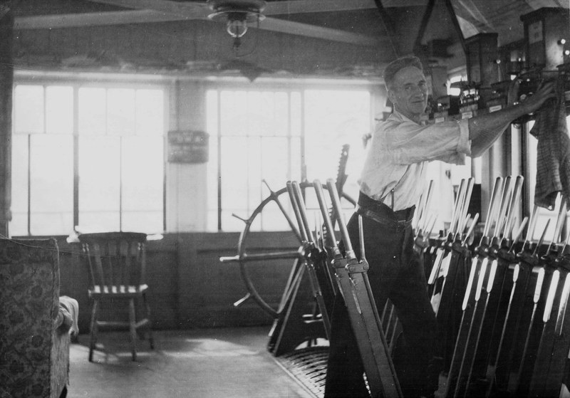 Sidney working in Ashbury Crossing Signal Box in 1930s. Photograph courtesy Julia Jones.
