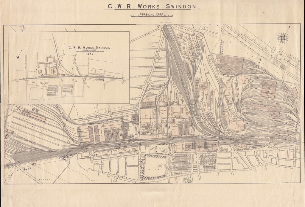 Printed Map of the GWR Railway Works at Swindon