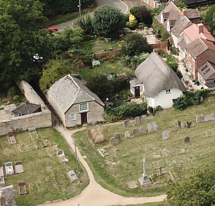 Aerial view of the School House & Cottage by Neil B. Maw