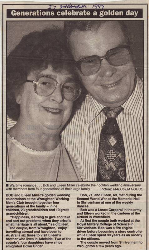 Bob and his late wife Eileen on their Golden Wedding Anniversary