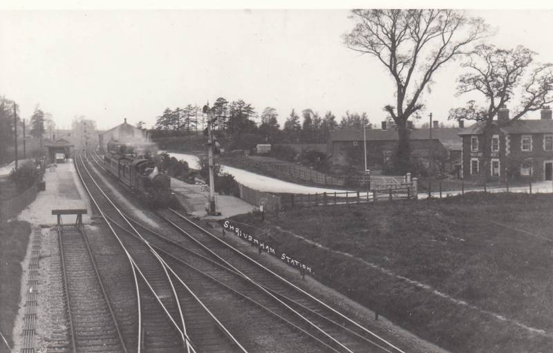 Shrivenham Station from circa 1930s. Note how the Victoria Inn looked then. Photo ex RMCS Library