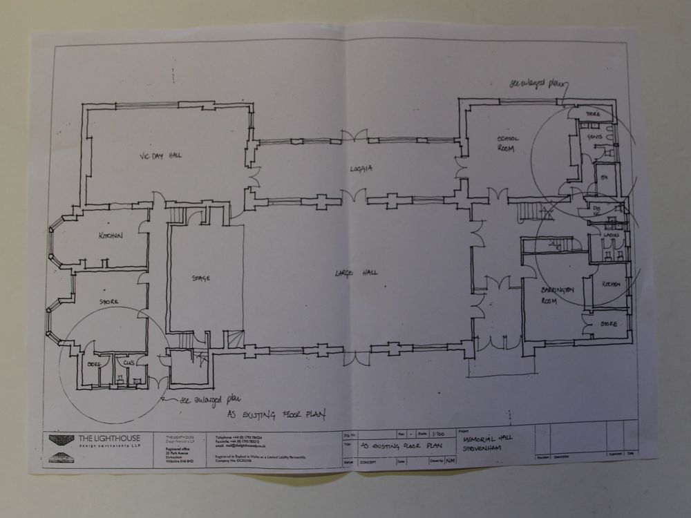 Architect drawings for planned new toilets in Memorial Hall 