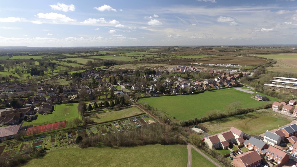 The village of Watchfield from the air. Photo by Neil B. Maw