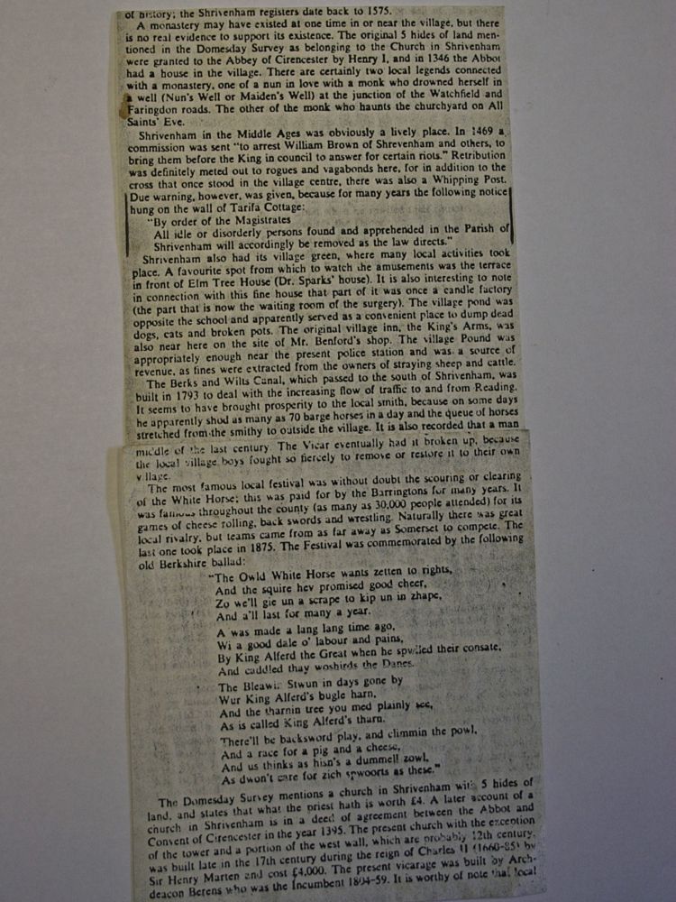 History extract Domesday to 1800s