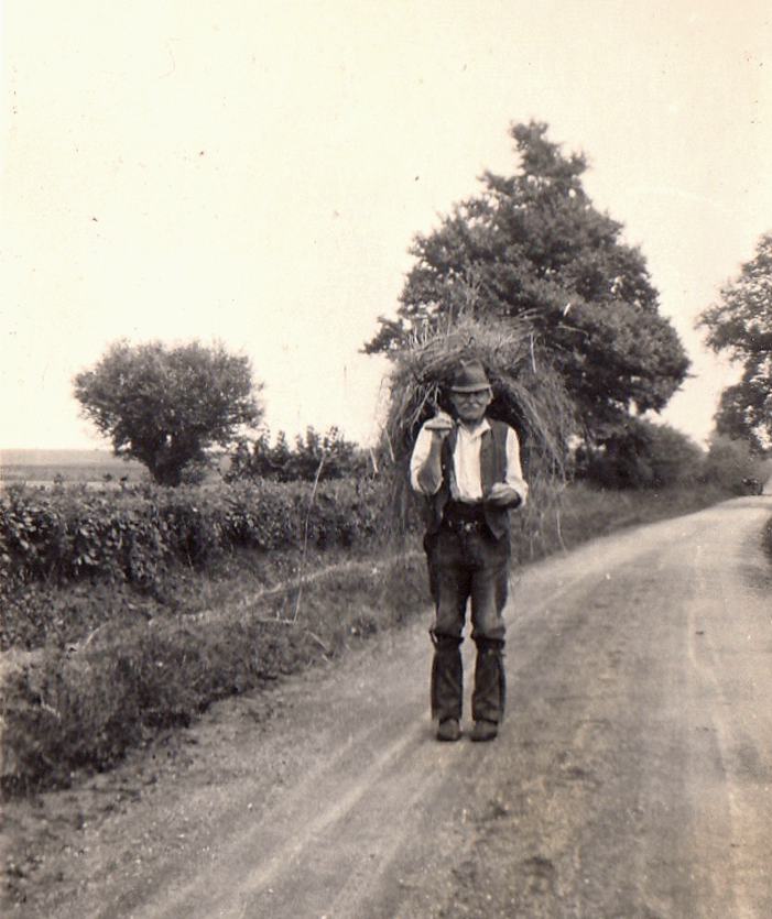 Frank Embling circa 1930s stood on the main road outside the entrance to West Mill Farm. Photo courtesy of Paul Embling 